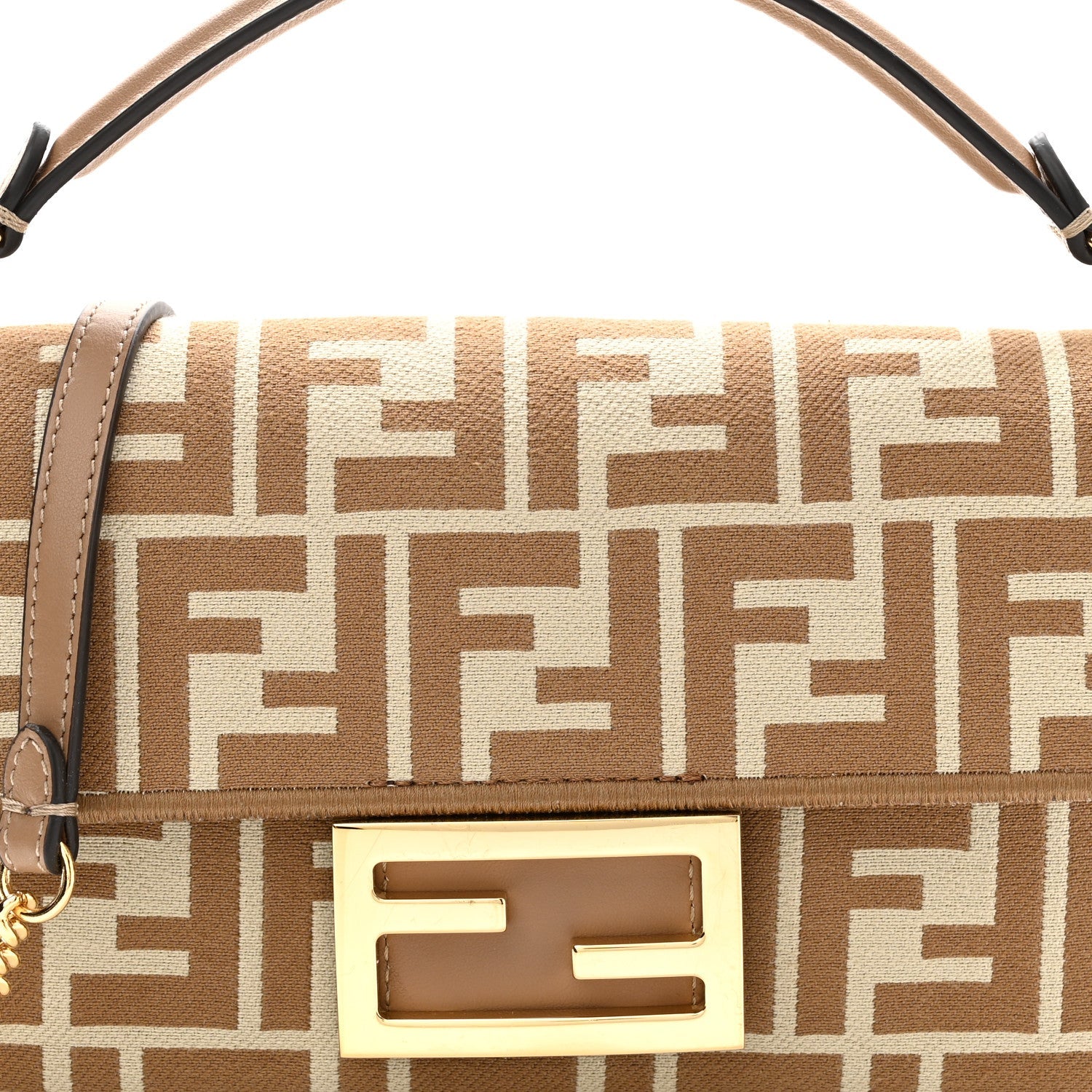 Fabric Jacquard FF 1974 Mini Baguette Beige