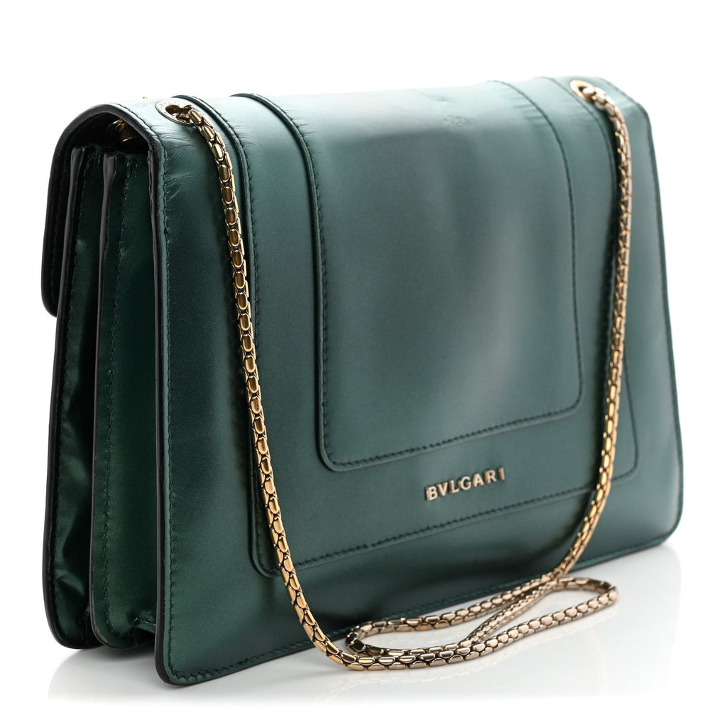 Iridescent Calfskin Serpenti Forever Shoulder Bag Emerald Green
