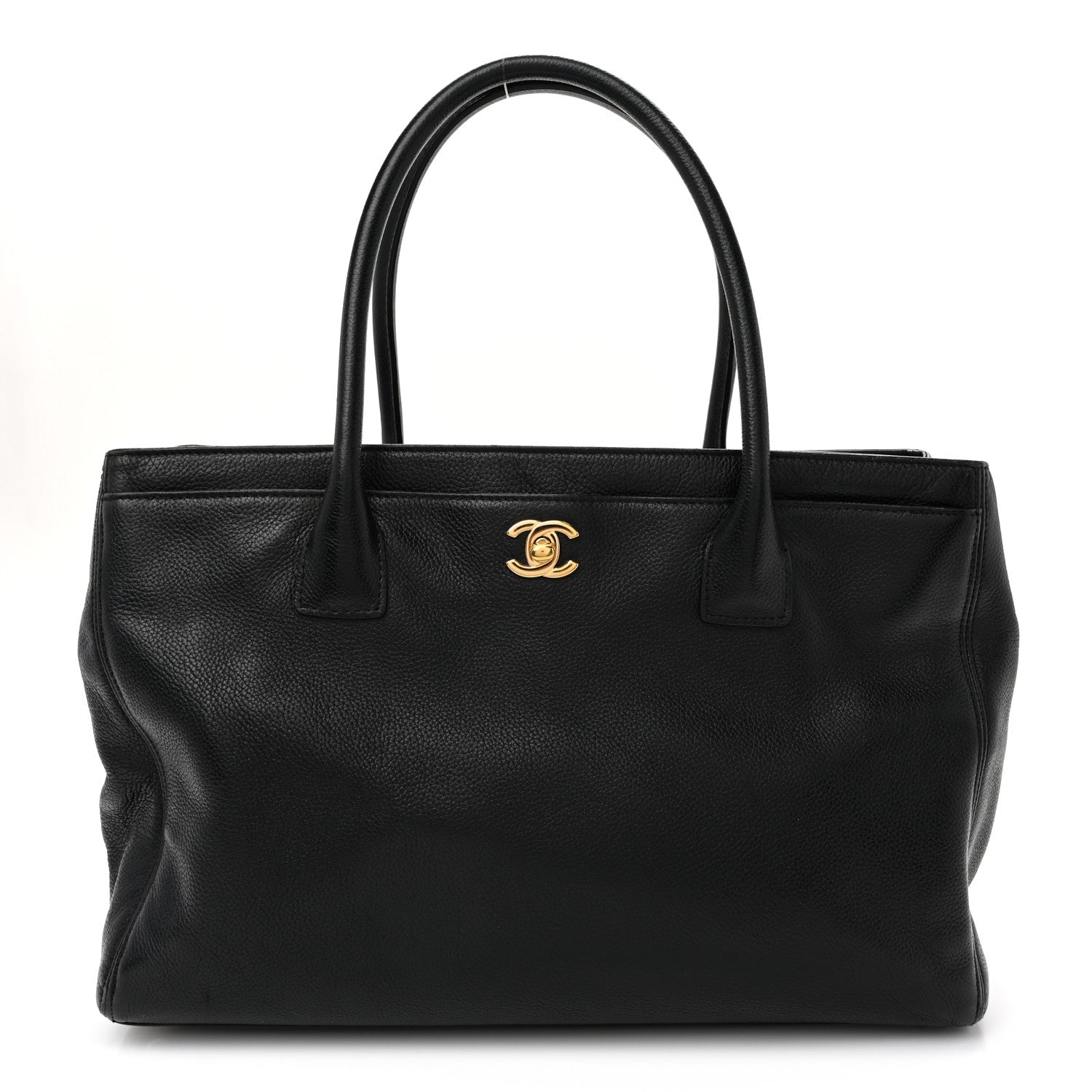 Calfskin Cerf Executive Shopper Tote Black