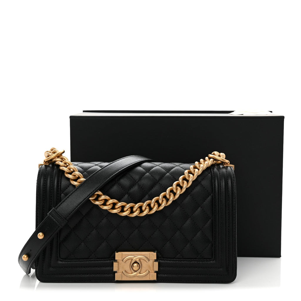 Caviar Quilted Medium Boy Flap Black