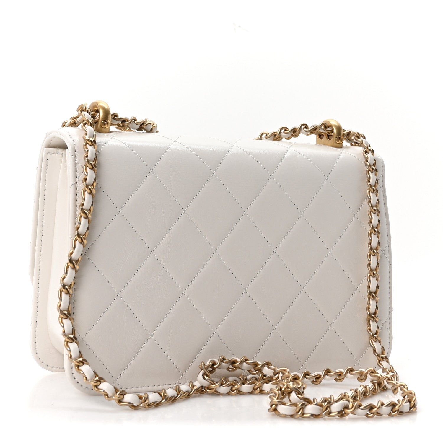 Calfskin Quilted Perfect Fit Flap White
