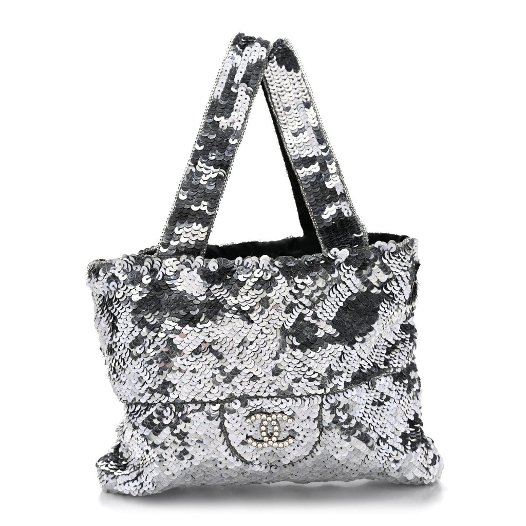 Satin Sequin Mini Tote Blue