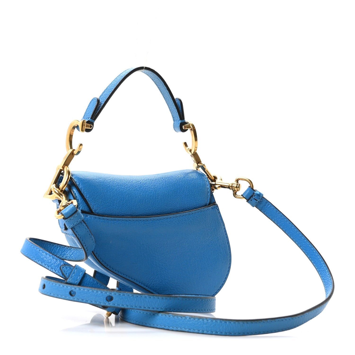 Goatskin Micro Saddle Bag With Strap Blue