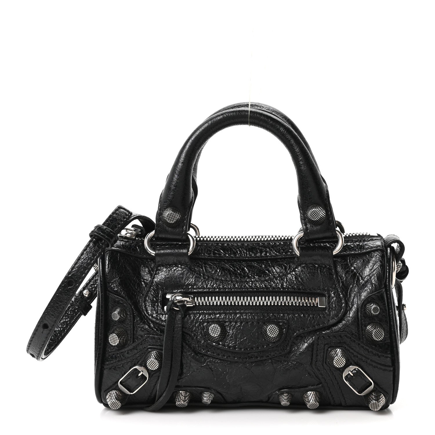 Agneau Arena Crystal Neo Nano Cagole Handbag Black