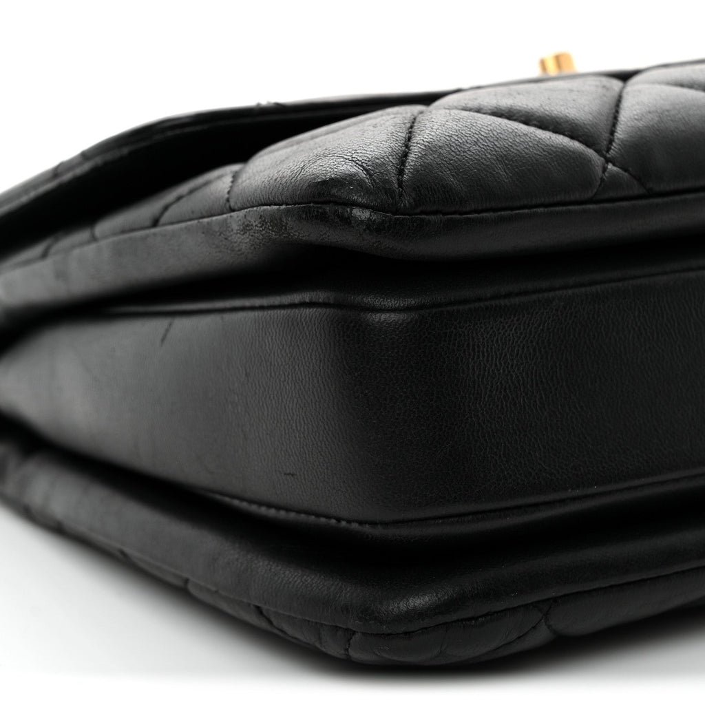 Lambskin Quilted Small Trendy CC Dual Handle Flap Bag Black