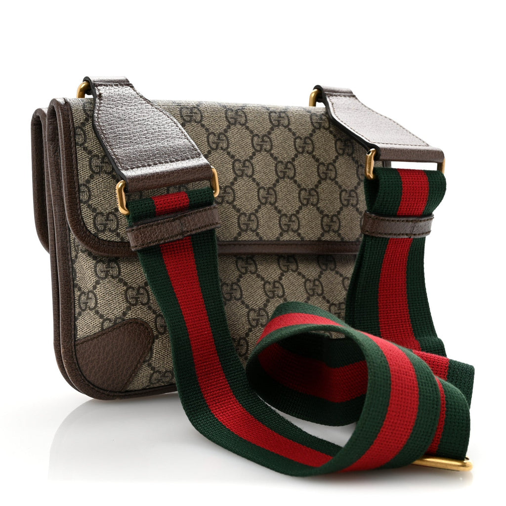 GG Supreme Monogram Web Small Neo Vintage Double Flap Messenger Bag Beige New Acero