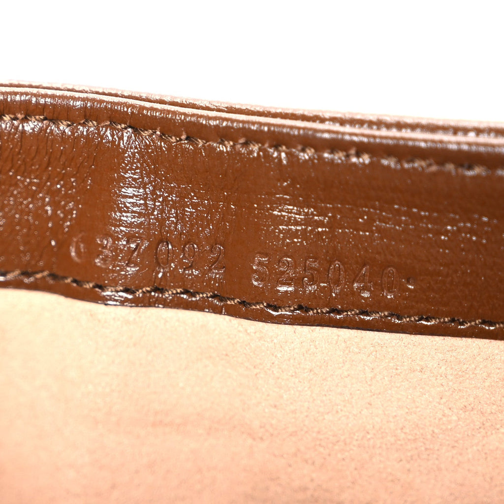 GG Supreme Monogram Azalea Calfskin Web Mini Jackie 1961 Hobo Beige Ebony Brown Sugar