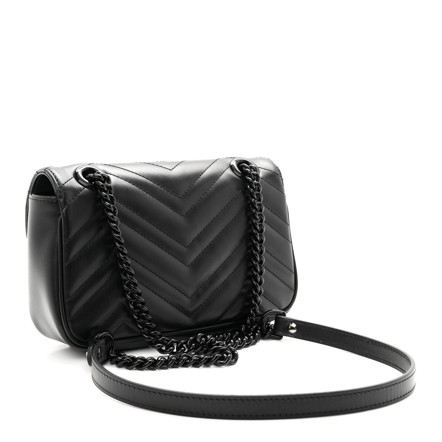 Calfskin Matelasse Monochrome Mini GG Marmont Shoulder Bag Black