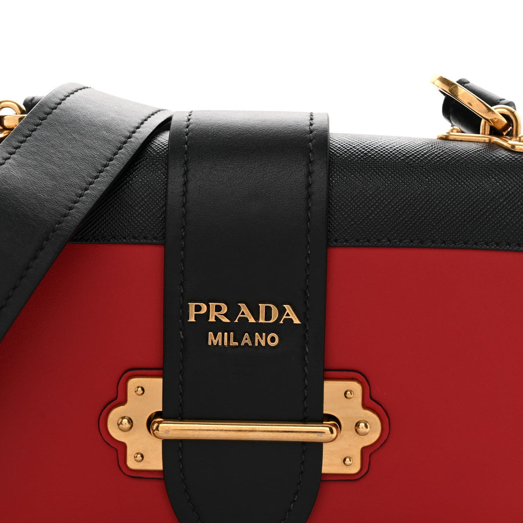 City Calfskin Saffiano Cahier Bag Fuoco Black