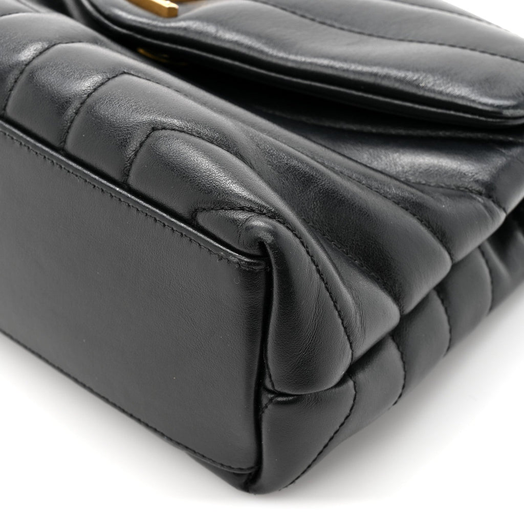Calfskin Y Quilted Monogram Small Loulou Chain Satchel Black Black
