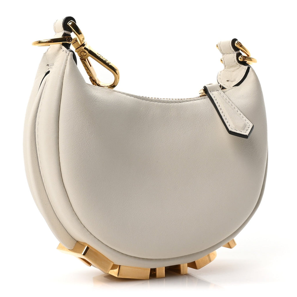 Vitello Grace Matte Nano Fendigraphy Hobo Charm White Ice