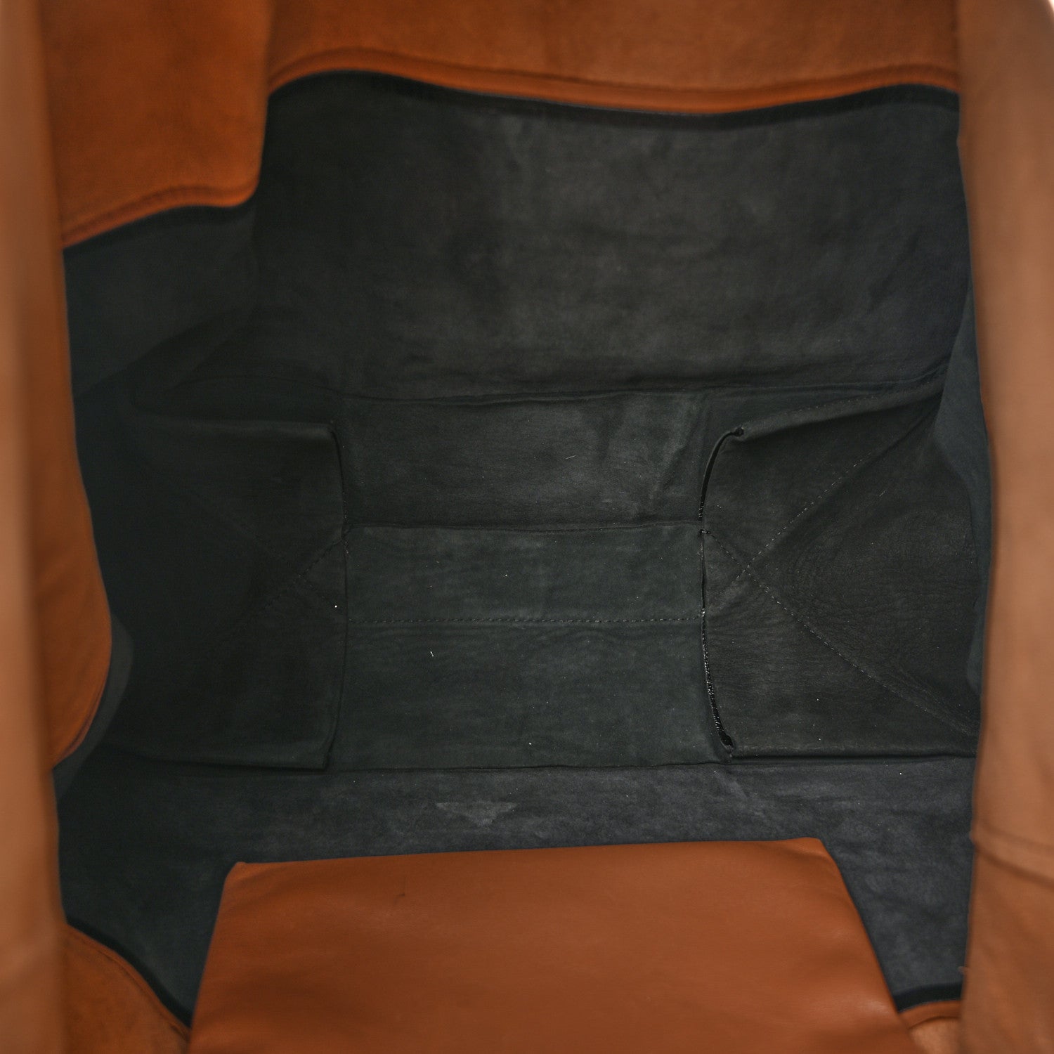 Lambskin Horizontal Bicolor Cabas Camel Black