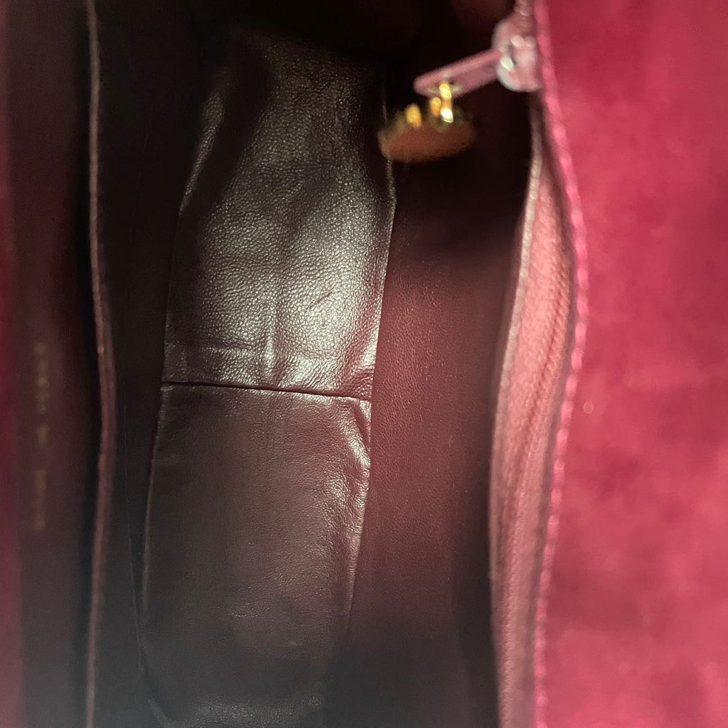 Chanel Vintage Burgundy Red Velvet Mini Square Flap Bag 1997