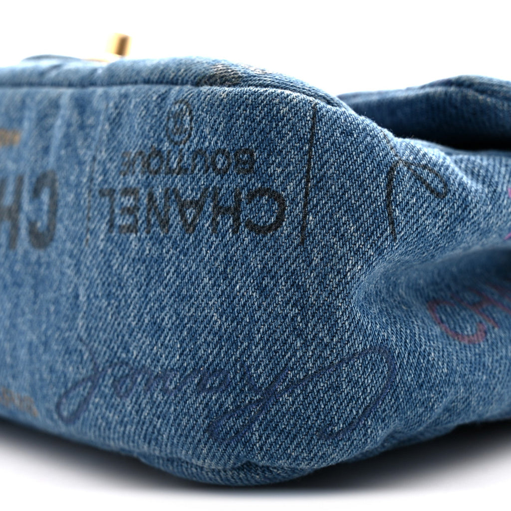 Denim Quilted Mini Denim Mood Rectangular Flap Blue Multicolor