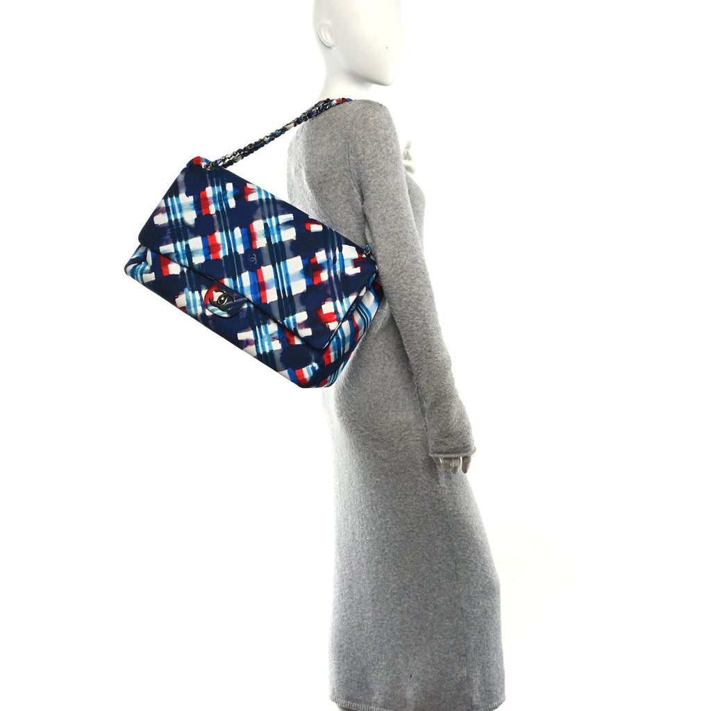 Canvas Airline Printed XXL Travel Flap Bag Blue Red White