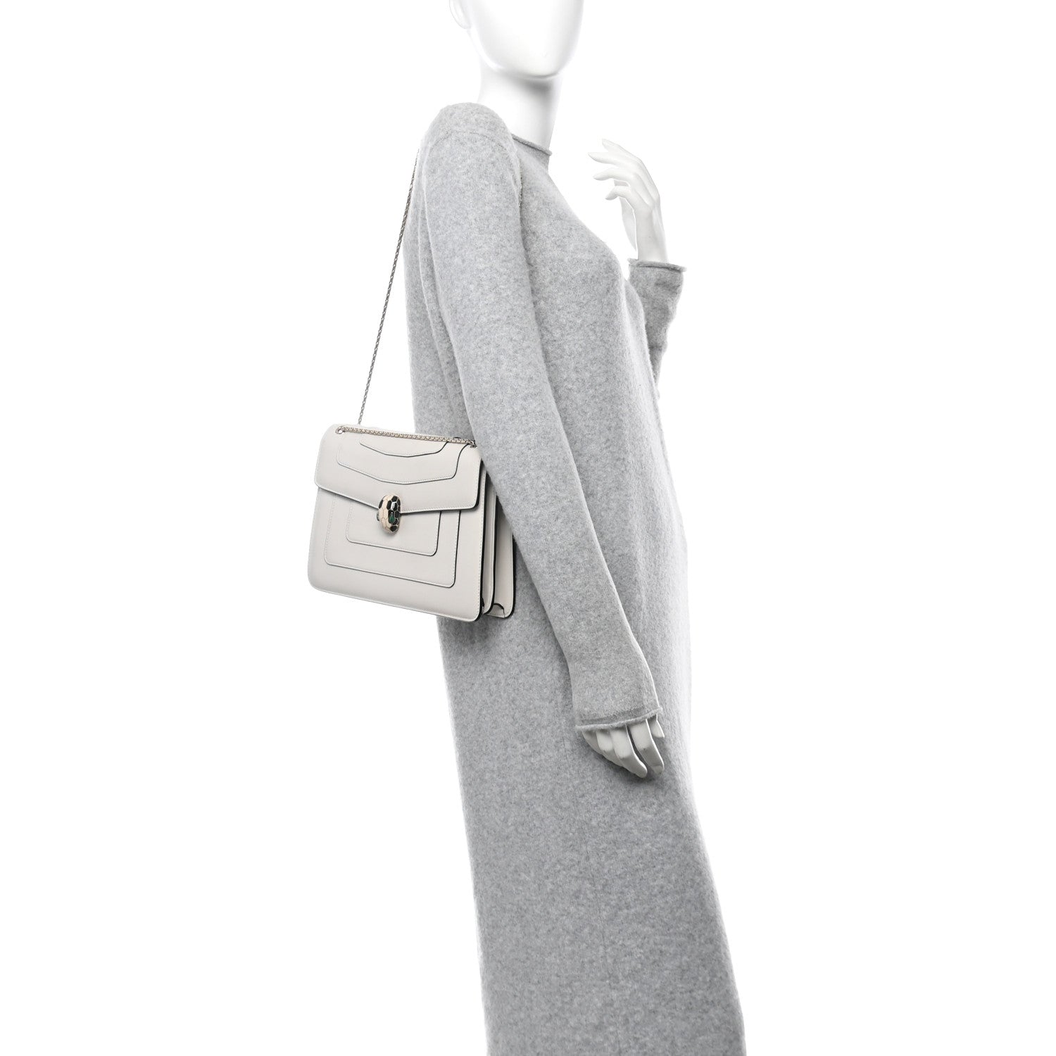 Calfskin Serpenti Forever Crossbody Bag White Agate