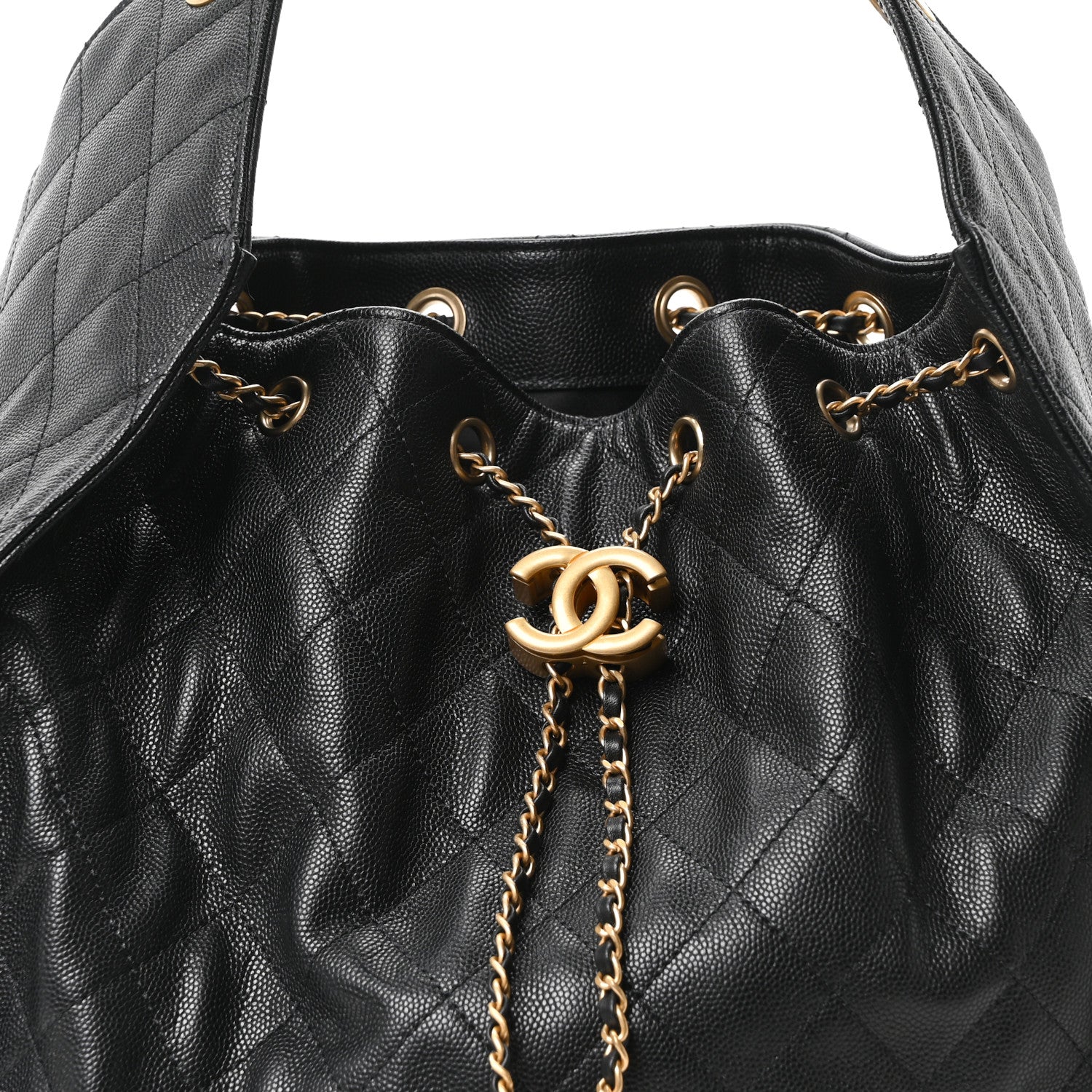 Caviar Quilted Medium Chanel 25 Handbag Black