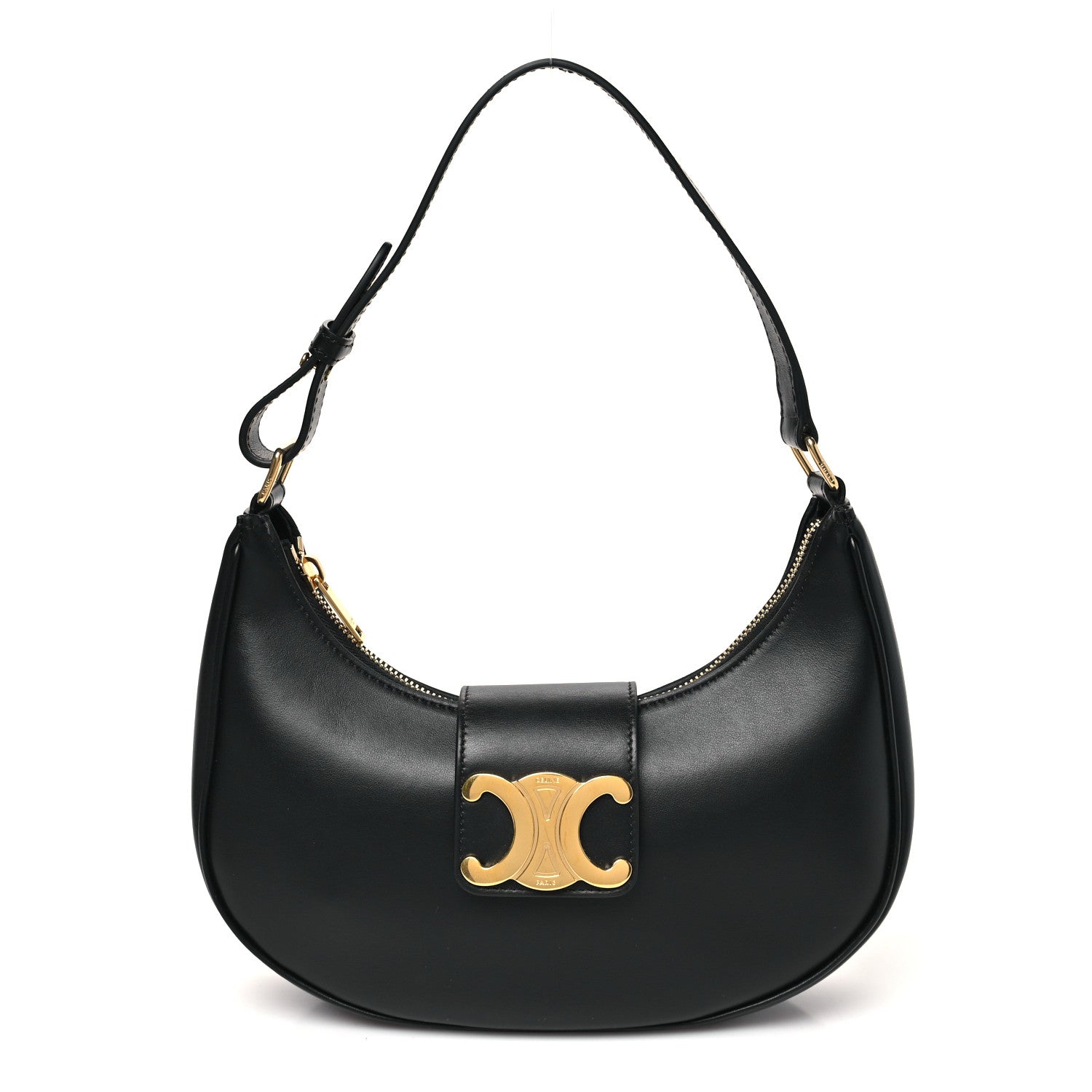 Smooth Calfskin Medium Strap Ava Triomphe Shoulder Bag Black