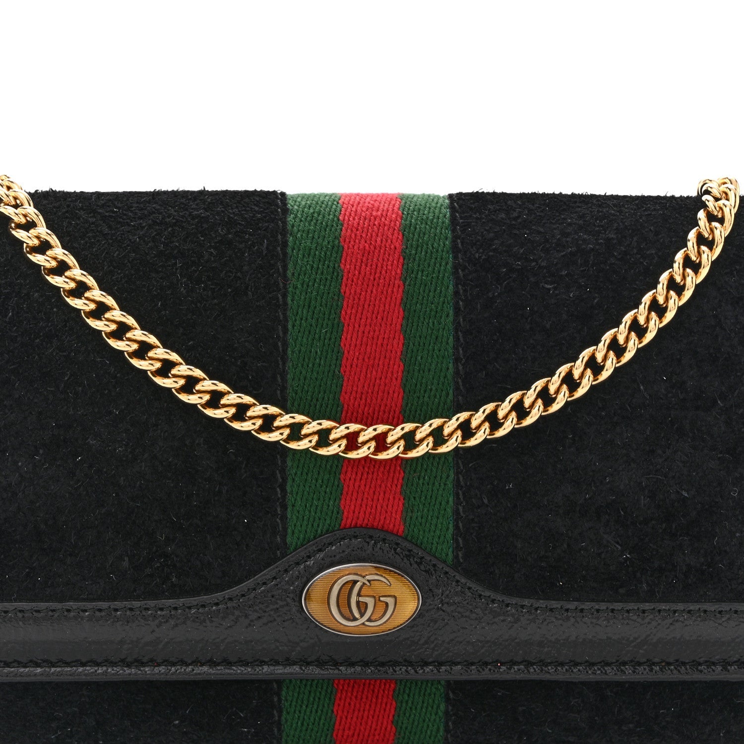 Suede Patent Web Ophidia Wallet On Chain Black
