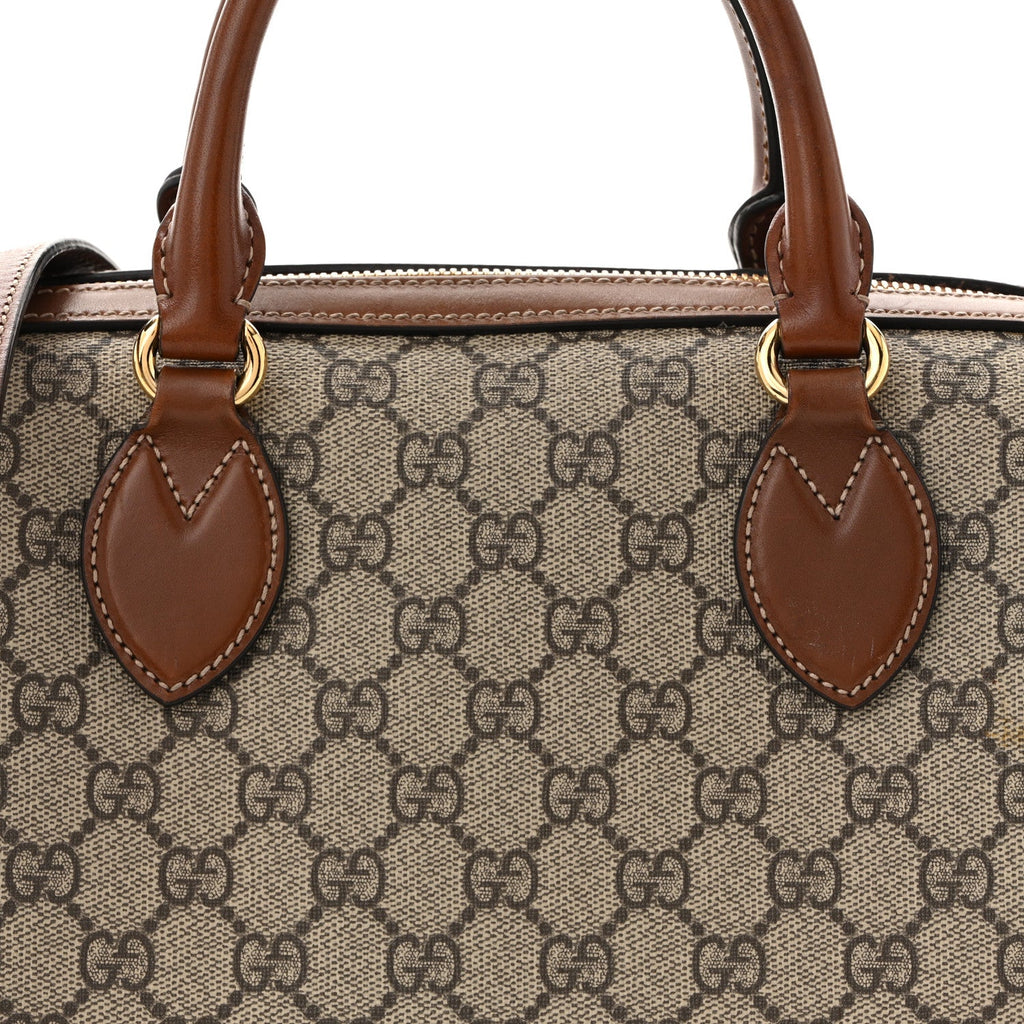 GG Supreme Monogram Cuoio Toscano Small Boston Beige Ebony Cuir
