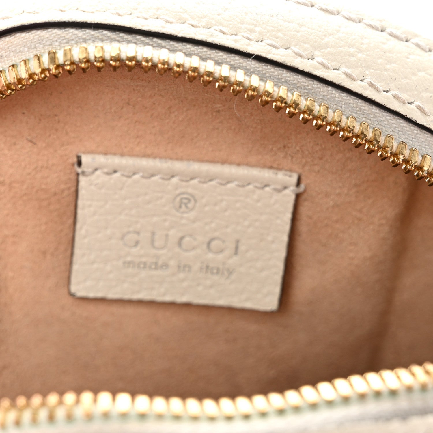 Textured Calfskin Web Mini Ophidia Round Shoulder Bag Mystic White