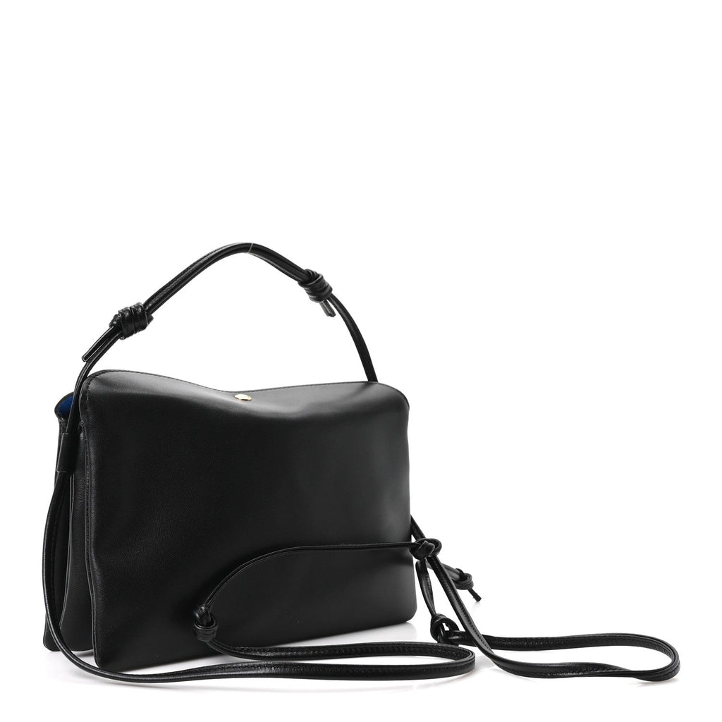 Smooth Lambskin Trio Flap Crossbody Bag Black