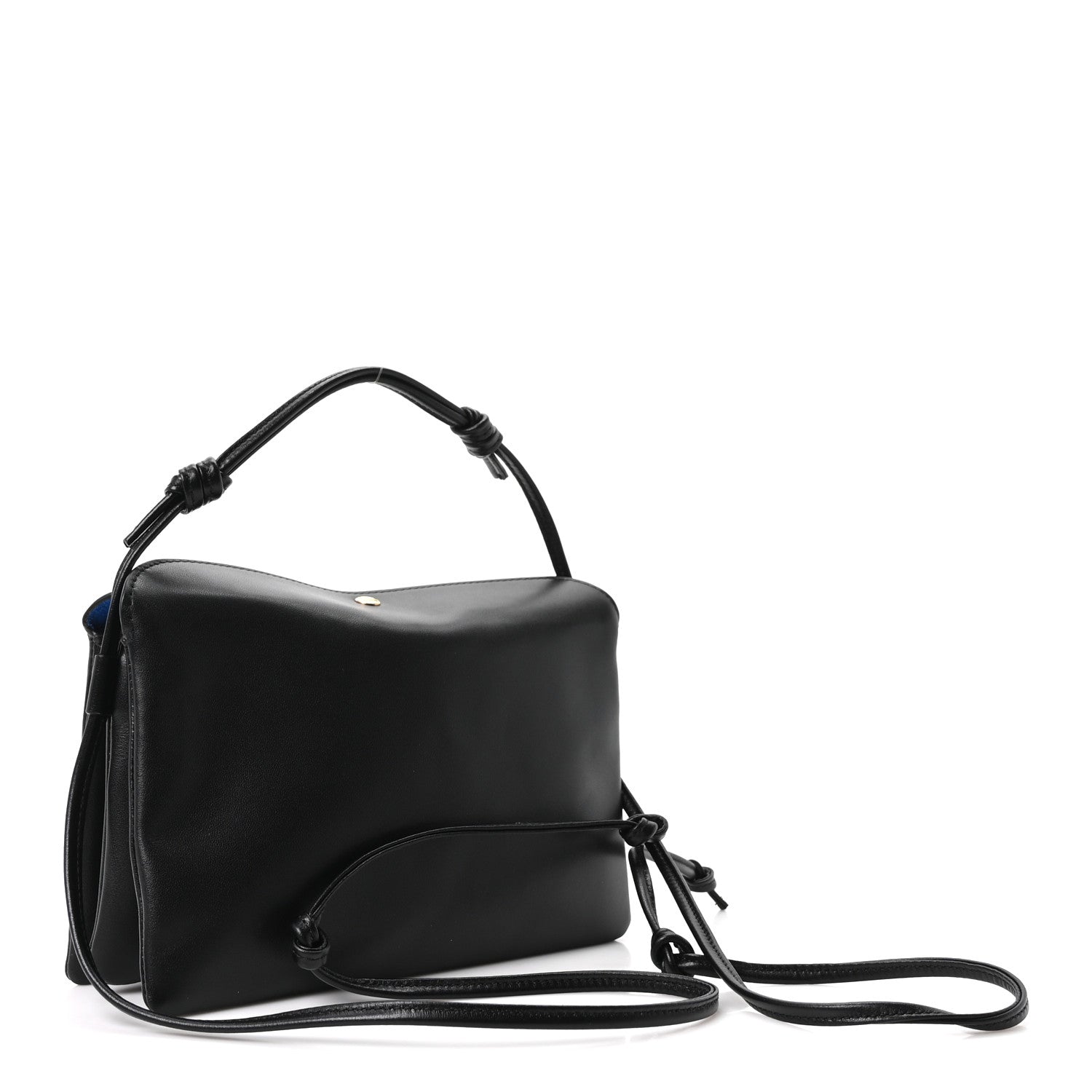 Smooth Lambskin Trio Flap Crossbody Bag Black