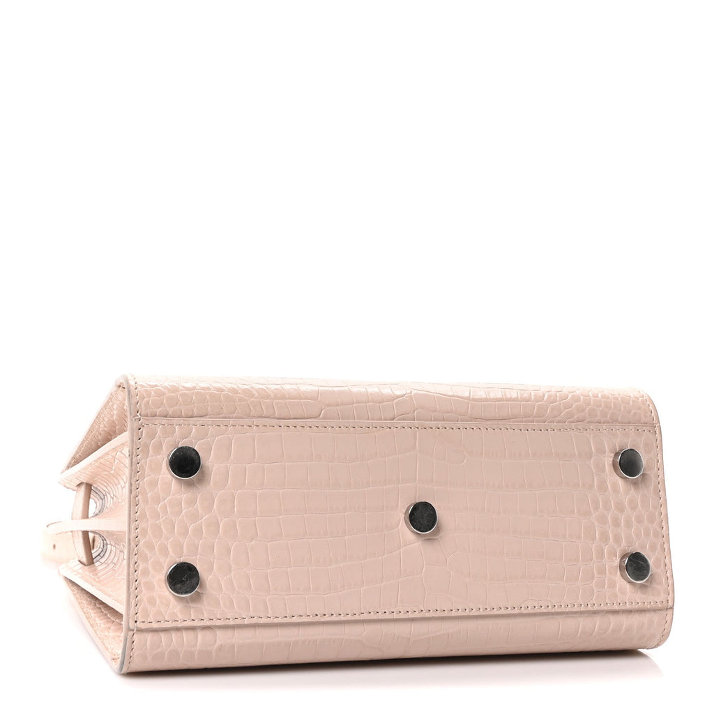 Calfskin Crocodile Embossed Nano Sac De Jour Marble Pink