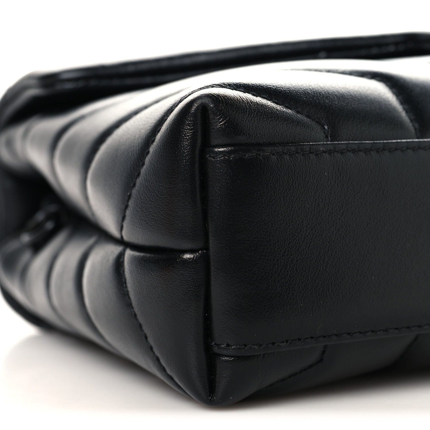 Calfskin Y Quilted Monogram Monochrome Toy Loulou Crossbody Bag Black