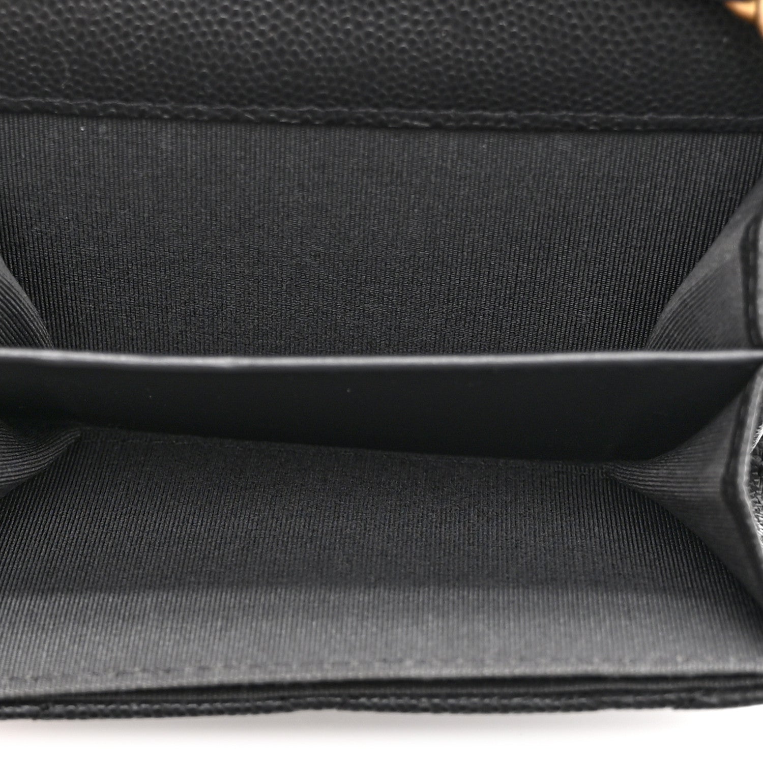 Caviar Quilted Bracelet On Chain Clutch Grey