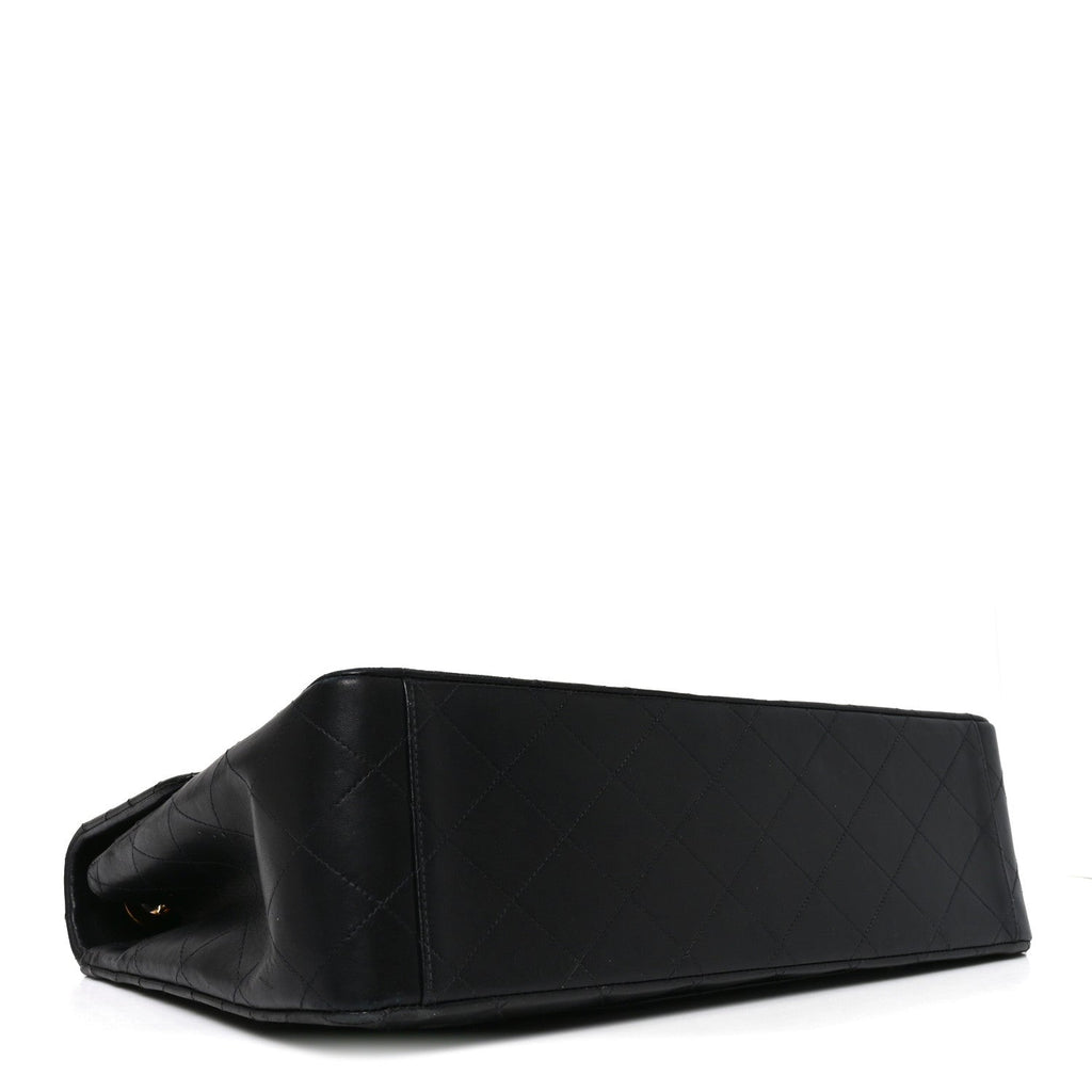Lambskin Quilted XL Jumbo Single Flap Black