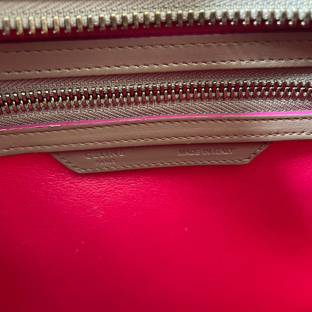 CELINE Calfskin Mini Luggage in Beige