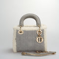 Christian Dior Lady Dior   2020 Mini Suede Shearling Cannage Lady Dior satchel