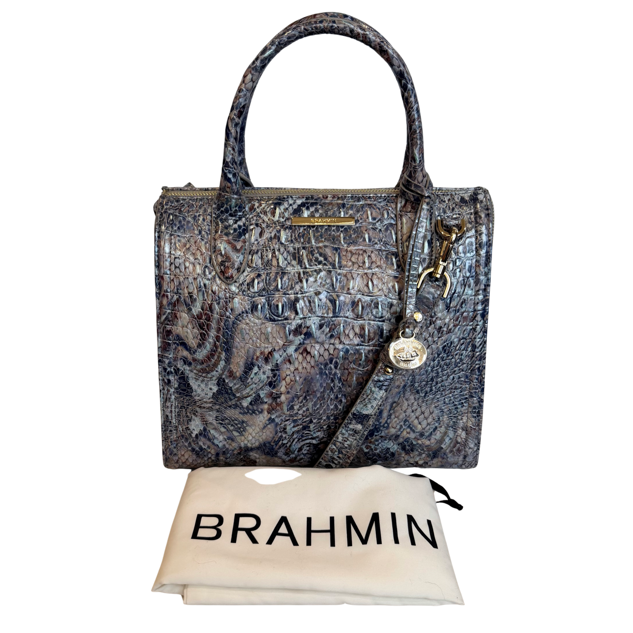 BRAHMIN Small Caroline Icy Python Melbourne Leather Satchel Shoulder Bag  NWOT
