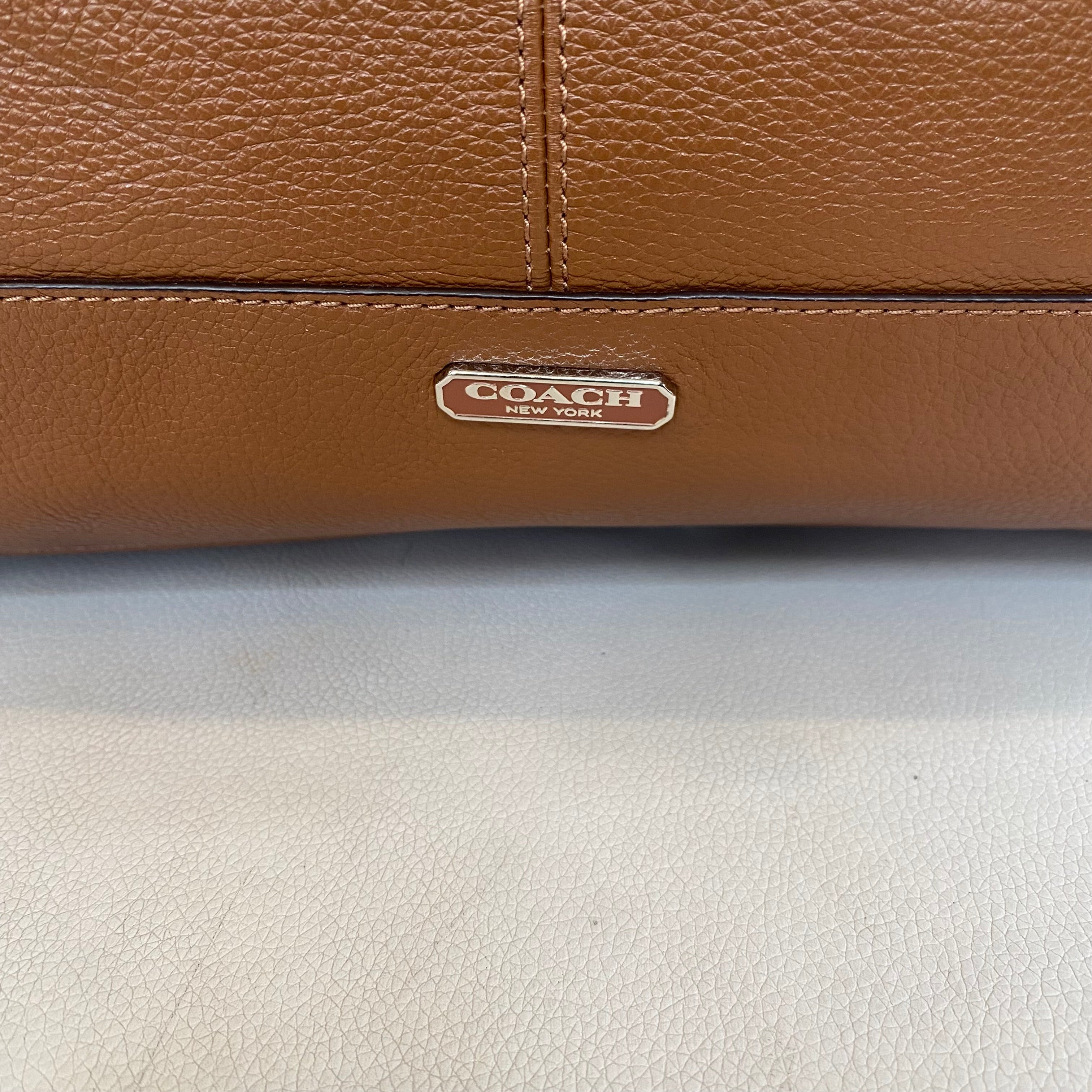 COACH Park Pebbled Calfskin Katheryn Triple Zip Satchel Tan/Brown Carryall Handbag 31324