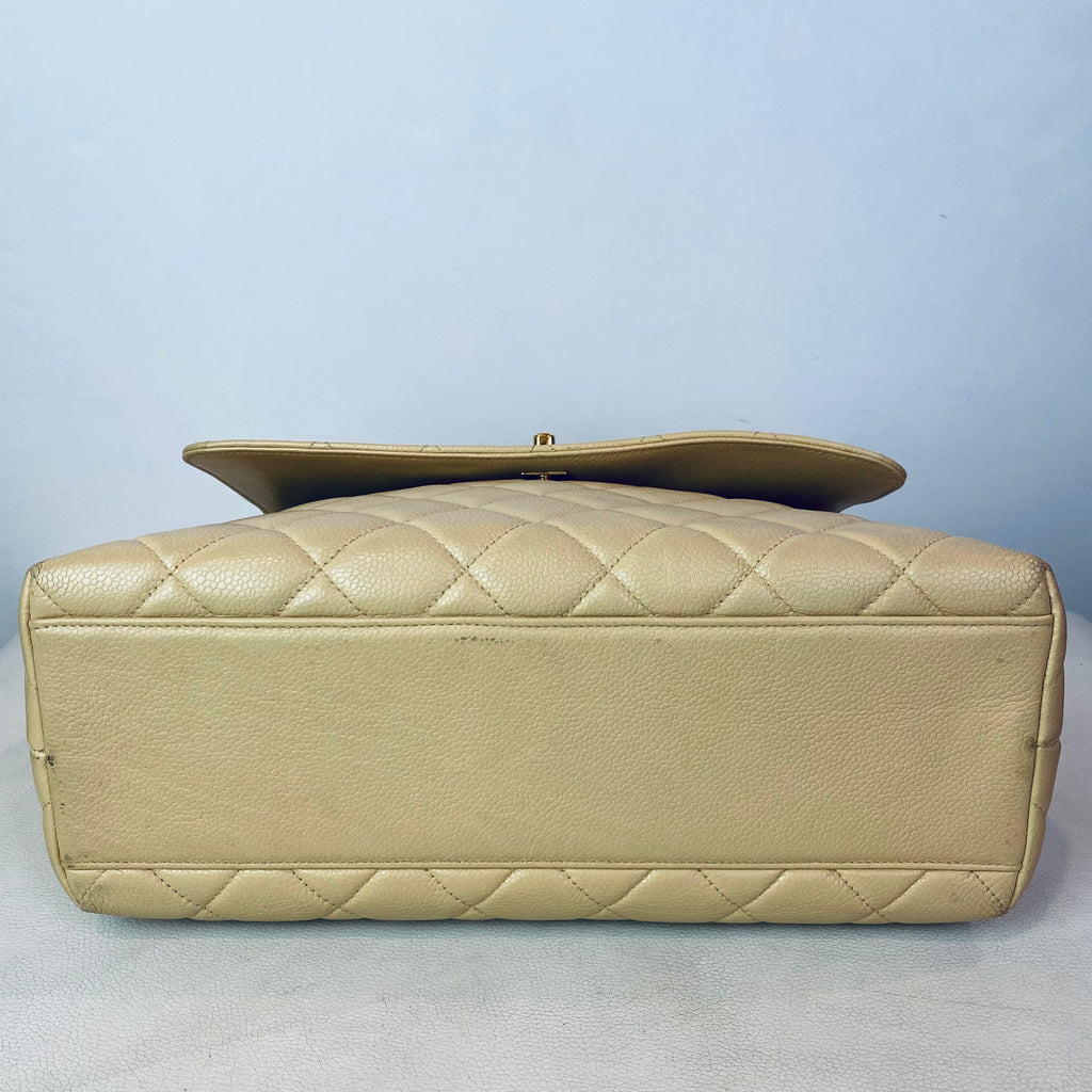 CHANEL “Kelly Bag” Top Handle Satchel Hand Bag Beige