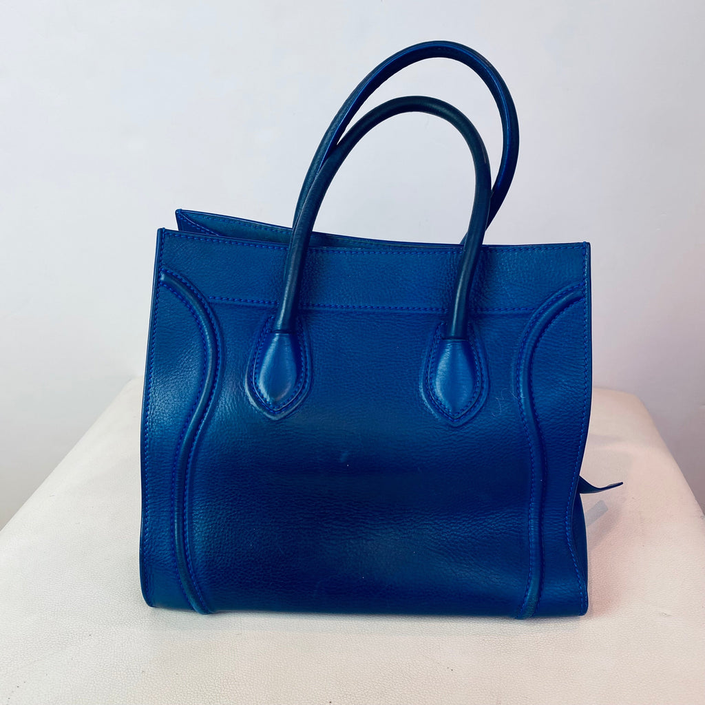 CELINE Phantom Leather Tote Shoulder Bag Blue