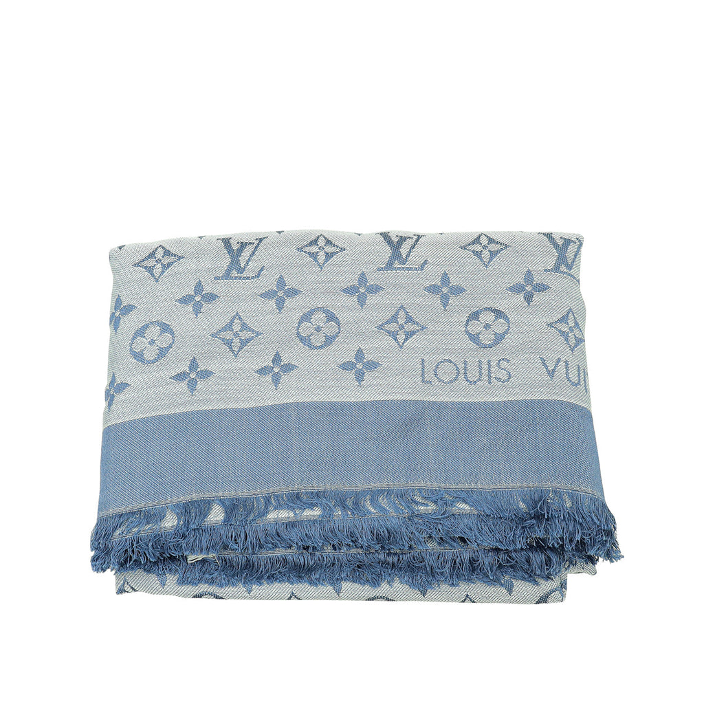 Louis Vuitton Bleu Clair Denim Monogram Shawl