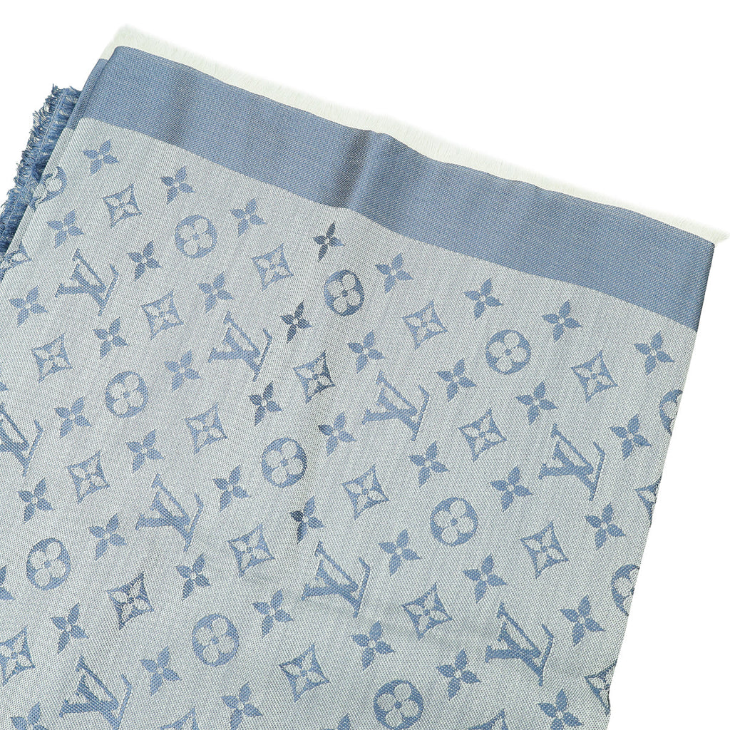 Louis Vuitton Bleu Clair Denim Monogram Shawl