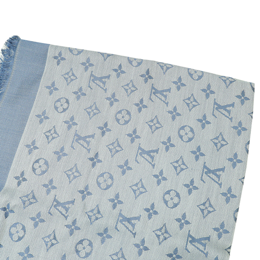 Louis Vuitton Bleu Clair Denim Monogram Shawl
