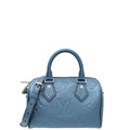 Louis Vuitton Navy Nacre Metallic Monogram Empreinte Speedy 20 Bandouliere Bag