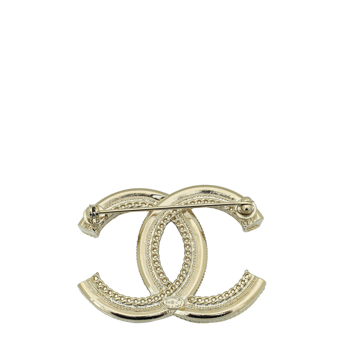 Chanel White CC w/Crystal & Faux Pearl Brooch