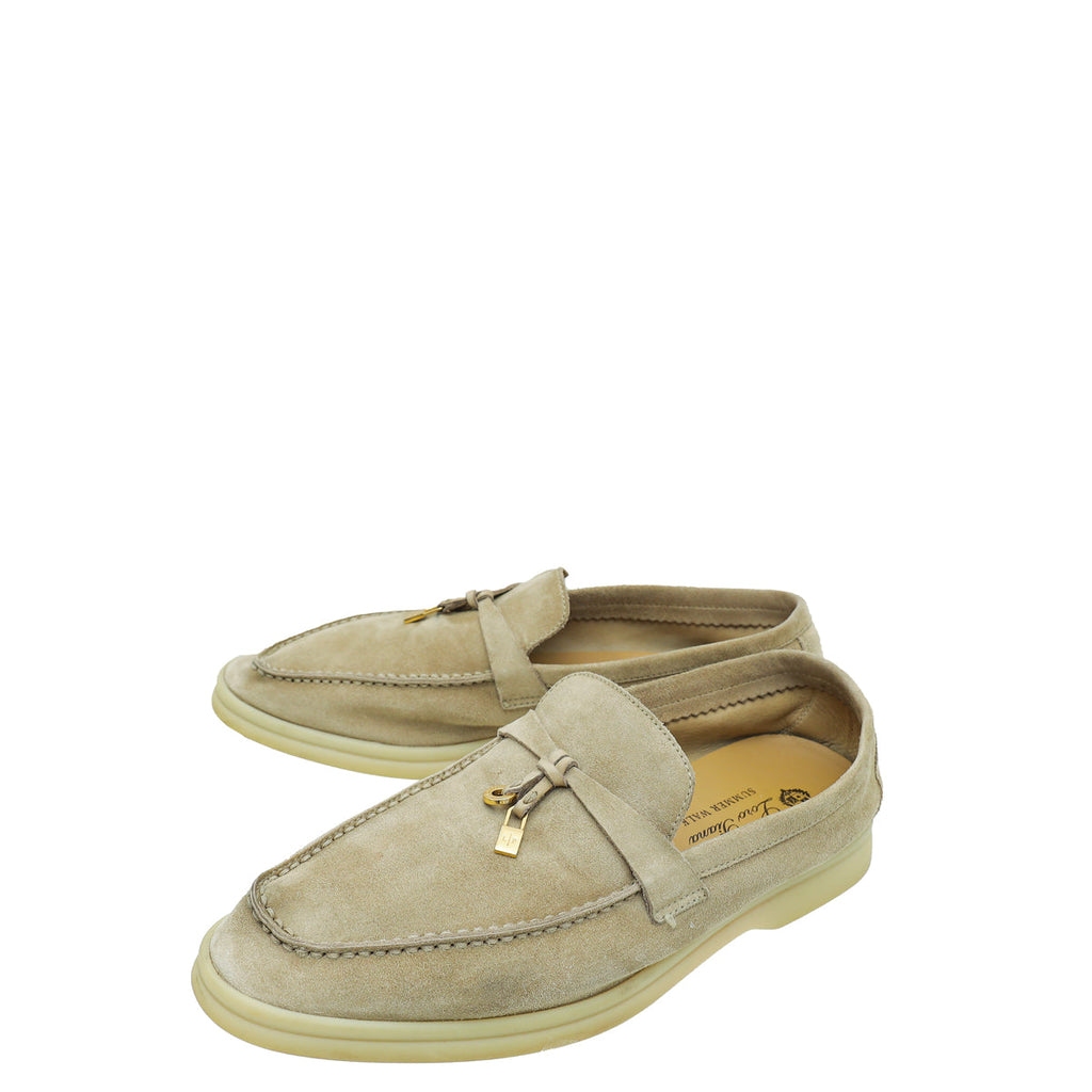 Loro Piana Sandstone Summer Charm Walk Loafers 37.5