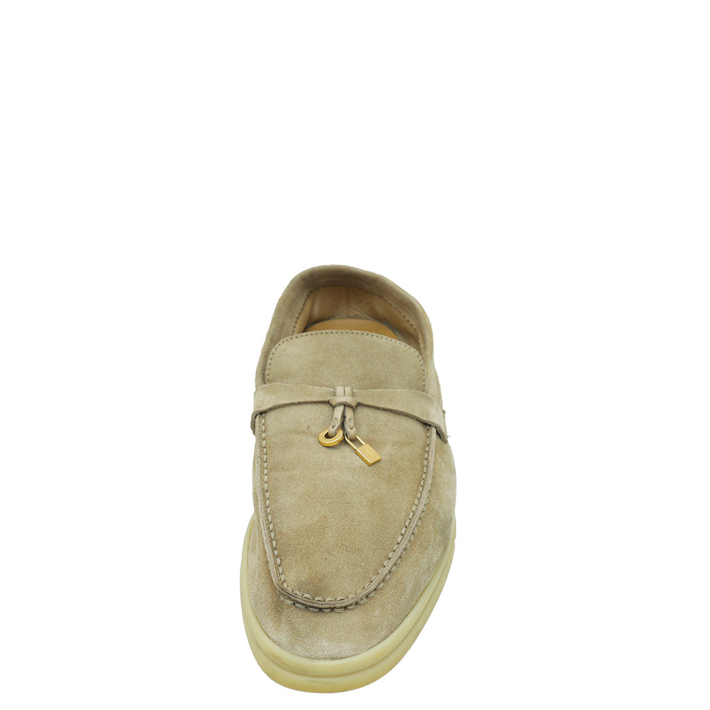 Loro Piana Sandstone Summer Charm Walk Loafers 37.5