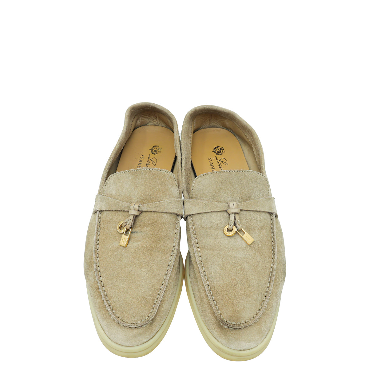 Loro Piana Sandstone Summer Charm Walk Loafers 37.5