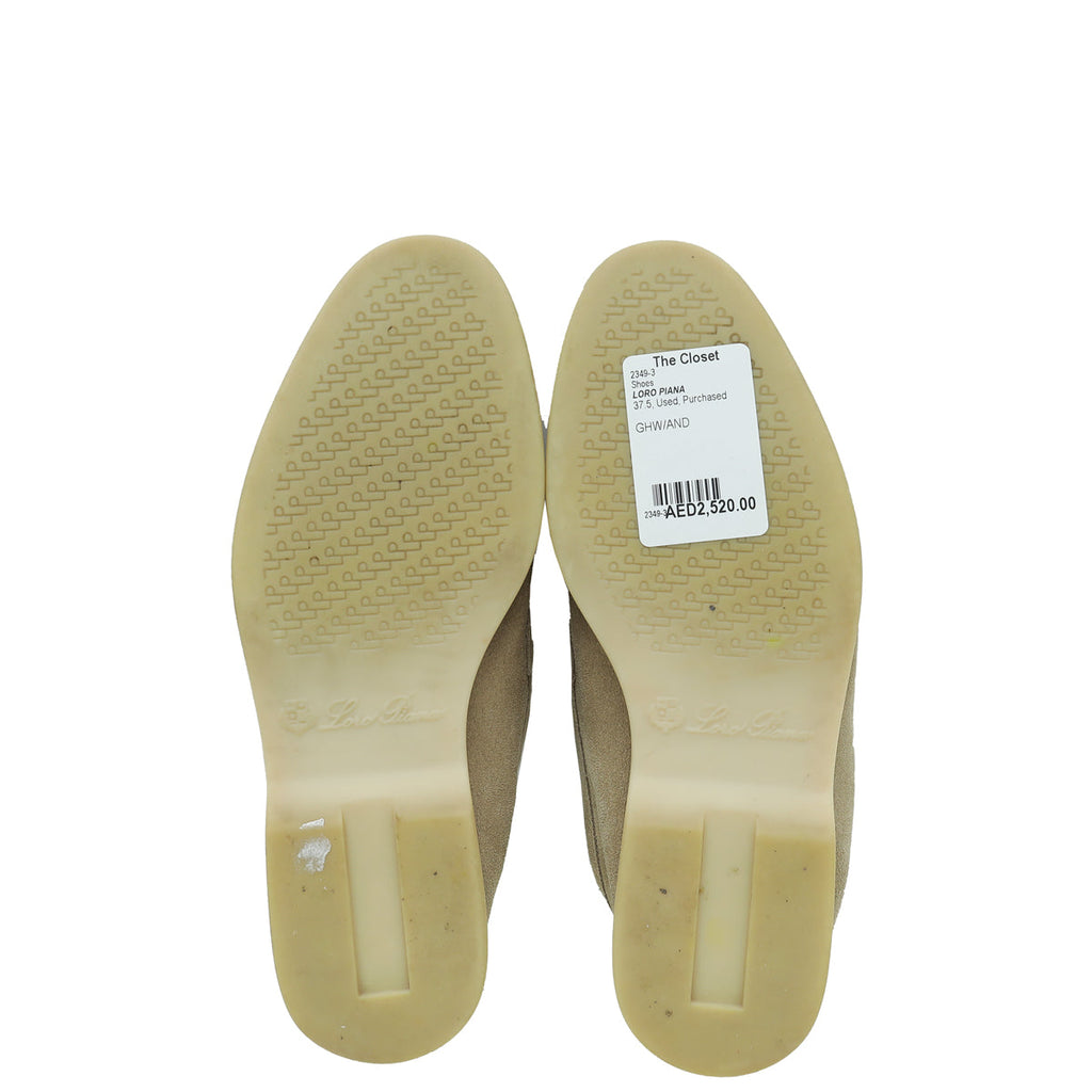 Loro Piana Sandstone Summer Charm Walk Loafers 37.5