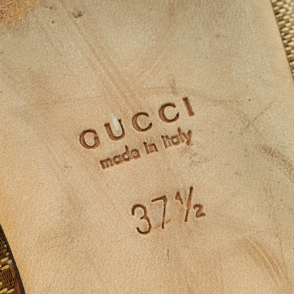 Gucci Ebony GG Horsebit Flat Ballerina 37.5