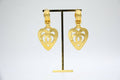 Chanel Vintage 95P Gold-plated Heart-shaped Dangle Clip-on Earrings