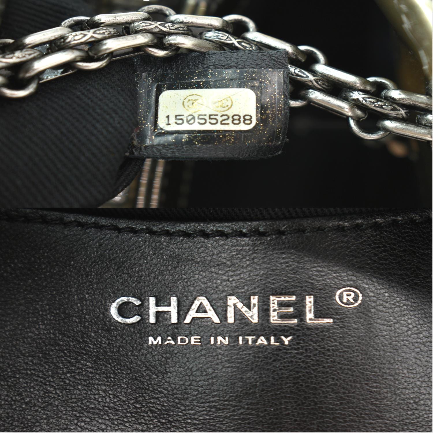 CHANEL Just Mademoiselle Ombre Degrade Patent Quilted Bowling Bag Black