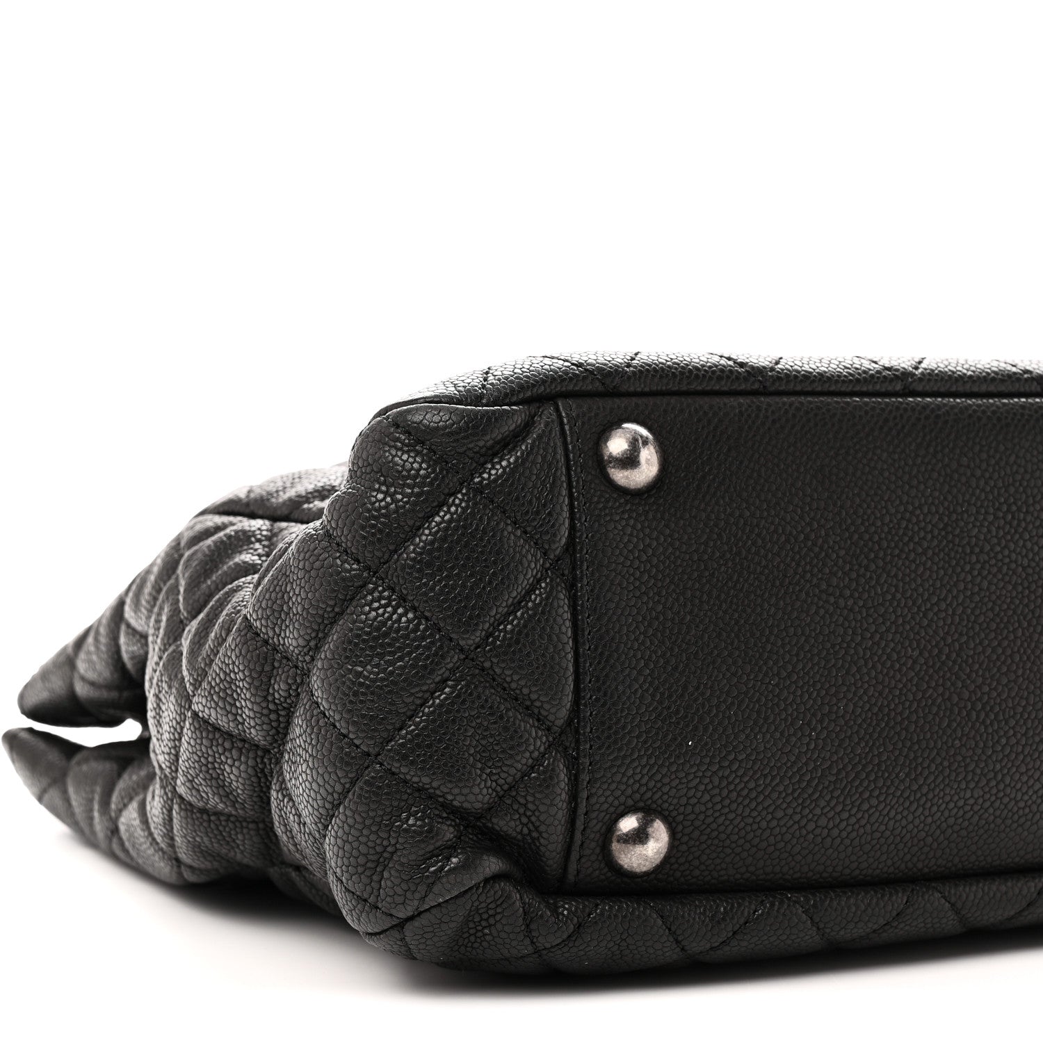 Caviar Quilted Shopping Tote Black Black